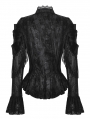 Black Gothic Retro Rose Embossed Velvet Fringe Lace Top for Women