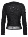 Black Gothic Punk Metal Distressed Spider Web Mesh Top for Women