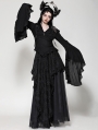 Black Gothic Elegant Long Trumpet Sleeves Shirt for Women