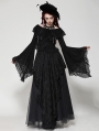 Black Gothic Oversized Ruffled Collar Tie Lace Trim Shirt for Women