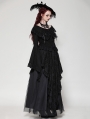 Black Gothic Oversized Ruffled Collar Tie Lace Trim Shirt for Women