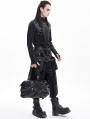 Black Gothic Punk Spiked Skull Multi-Layer Chain Shoulder Bag