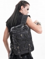 Black Gothic Punk Skull Studded Pentagram Chain Backpack