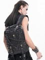 Black Gothic Punk Skull Studded Pentagram Chain Backpack