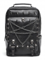 Black Gothic Punk Skull Studded Pentagram Chain Backpack