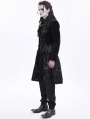 Black Retro Gothic Printing Victorian Velvet Jabot Party Coat for Men