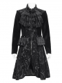 Black Retro Gothic Printing Victorian Velvet Jabot Party Coat for Men