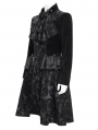 Black Retro Gothic Printing Victorian Velvet Jabot Party Coat for Men