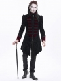 Black and Red Gothic Vintage Pattern Velvet Party Tailcoat for Men