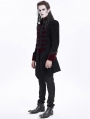 Black and Red Gothic Vintage Pattern Velvet Party Tailcoat for Men