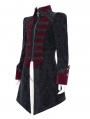 Black and Red Gothic Vintage Pattern Velvet Party Tailcoat for Men