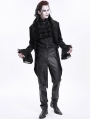 Black Victorian Gothic Velvet Open Front Embroidered Tailcoat for Men