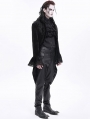 Black Victorian Gothic Velvet Open Front Embroidered Tailcoat for Men