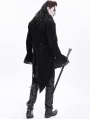 Black Victorian Gothic Velvet Open Front Embroidered Tailcoat for Men