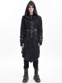 Black Gothic Punk Buckle Strap Zip-Up Hooded Jacket for Men