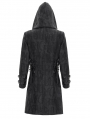 Black Gothic Punk Buckle Strap Zip-Up Hooded Jacket for Men