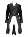 Black Gothic Vintage Velvet Double Breasted Lapel Tailcoat for Men