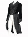 Black Gothic Vintage Velvet Double Breasted Lapel Tailcoat for Men