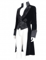 Black Retro Gothic Embroidery Velvet Tailcoat for Men