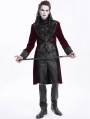 Wine Red Retro Gothic Embroidery Velvet Tailcoat for Men