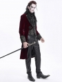 Wine Red Retro Gothic Embroidery Velvet Tailcoat for Men