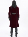 Wine Red Retro Gothic Embroidery Velvet Tailcoat for Men