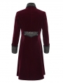 Wine Red Retro Gothic Embroidery Velvet Tailcoat for Men