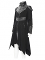 Black Gothic Punk Irregular Military Uniform Jacket for Men