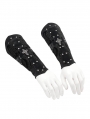 Black Gothic Punk Cross Studded Lace Up Gloves for Men