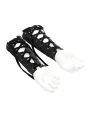 Black Gothic Punk Cross Studded Lace Up Gloves for Men