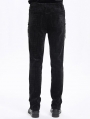 Black Gothic Vintage Embroidery Lace Appliqued Slim Fit Pants for Men