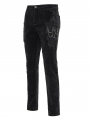 Black Gothic Vintage Embroidery Lace Appliqued Slim Fit Pants for Men