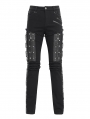 Black Gothic Punk Zipper Chain Studded Fitted Pants for Men