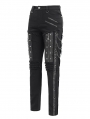 Black Gothic Punk Zipper Chain Studded Fitted Pants for Men