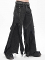 Black Gothic Distressed Punk Rivet Wide Leg Pants for Men