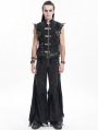 Black Gothic Distressed Punk Rivet Wide Leg Pants for Men