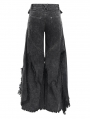 Black Gothic Distressed Punk Rivet Wide Leg Pants for Men