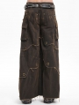 Coffee Gothic Punk Eyelet Studded Wide Leg Pants for Men