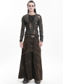 Coffee Gothic Punk Eyelet Studded Wide Leg Pants for Men