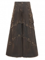 Coffee Gothic Punk Eyelet Studded Wide Leg Pants for Men