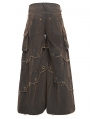 Coffee Gothic Punk Eyelet Studded Wide Leg Pants for Men