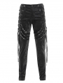 Black Gothic Punk Multi-Buckle Strap Fitted Pants for Men