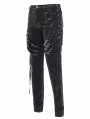 Black Gothic Punk Multi-Buckle Strap Fitted Pants for Men