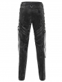 Black Gothic Punk Multi-Buckle Strap Fitted Pants for Men