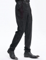 Black Gothic Vintage Jacquard Zip Front Party Pants for Men