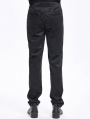 Black Gothic Vintage Jacquard Zip Front Party Pants for Men