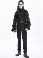 Black Gothic Vintage Jacquard Zip Front Party Pants for Men