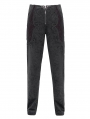 Black Gothic Vintage Jacquard Zip Front Party Pants for Men