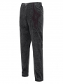 Black Gothic Vintage Jacquard Zip Front Party Pants for Men