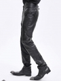 Black Gothic High Waisted Faux Leather Pants for Men